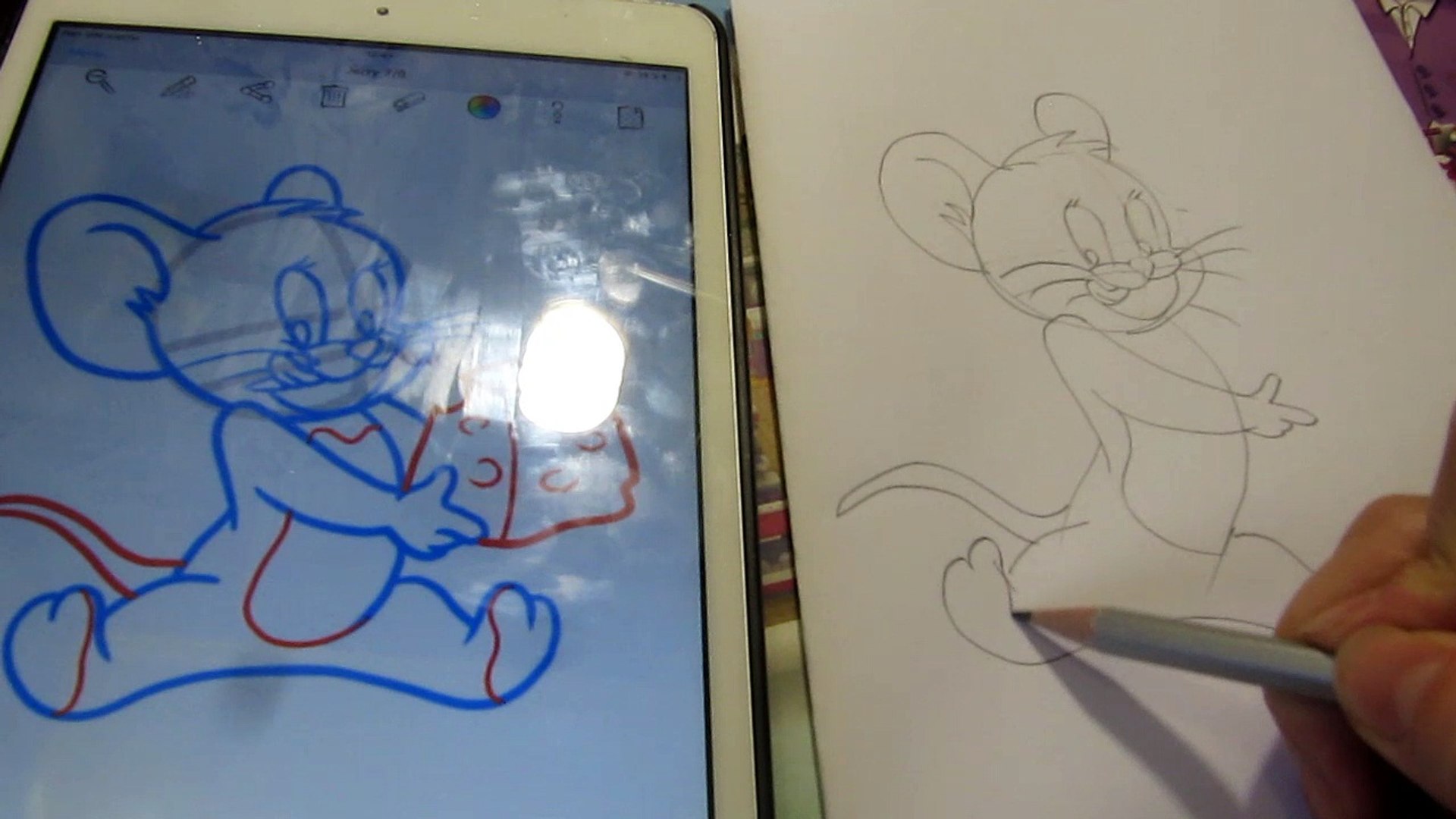 ⁣How to draw Jerry from the cartoon Tom and Jerry  Как нарисовать Джерри из мультфильма Том и Джерри