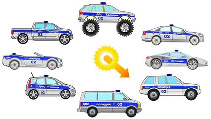 МУЛЬТИК. ВИДЫ ТРАНСПОРТА. Полицейские машинки. Развивающее видео