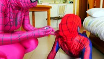 Spiderman Loses His Eyes w/ Pink Spidergirl in Real Life ft Frozen Elsa, Hulk, Joker Dancing