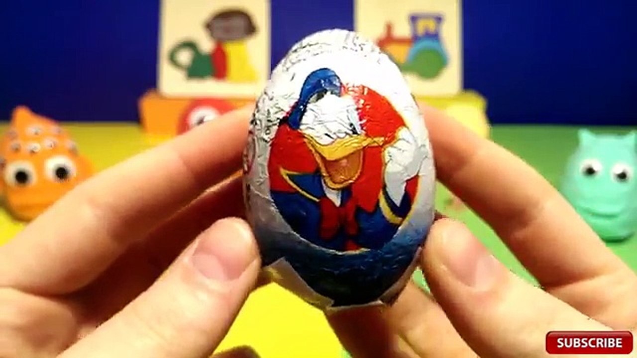 Play Doh Kinder Surprise Egg Donald Duck Minnie Mickey Mouse Peppa Pig Cars 2 Pixar Disney Spongebob