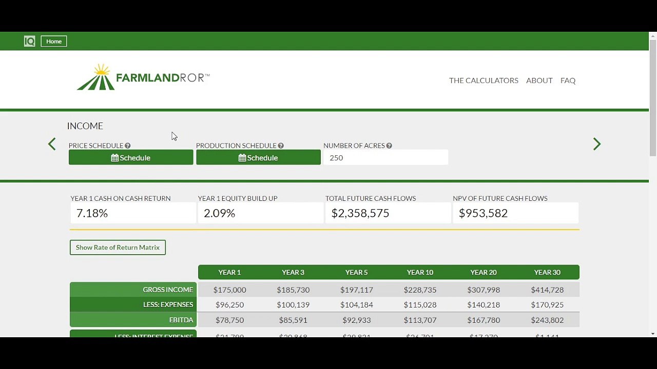 Farmland Rate of Return Matrix Tutorial Video