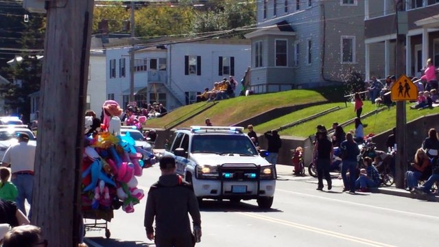 North Adams Massachusetts Fall Foliage Parade Police Signaling Start Commencement