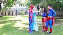 #Spiderman and Frozen Elsa Superman vs Maleficent w/ Venom Supergirl Batman SpiderGirl Hulk Iron Man
