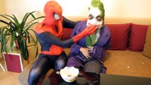 Frozen Elsa POO COLORED BALLS with Spiderman vs Joker Superhero Fun In Real Life Fart