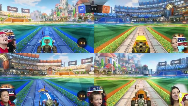 PIE FACE CHALLENGE GAME w Lets Play ROCKET LEAGUE Part 3 BOTS! FGTEEV Family Fun