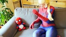 Frozen Elsa Becomes SpiderElsa w/ Spiderbaby vs BAD JOKER! Superhero ft SPIDERMAN, Pink Spidergirl