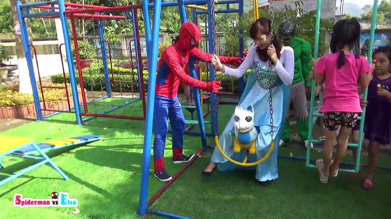 Spiderman Frozen Elsa Baby Prank Snow White Superman and Hulk Anna Love Story Superhero in real life