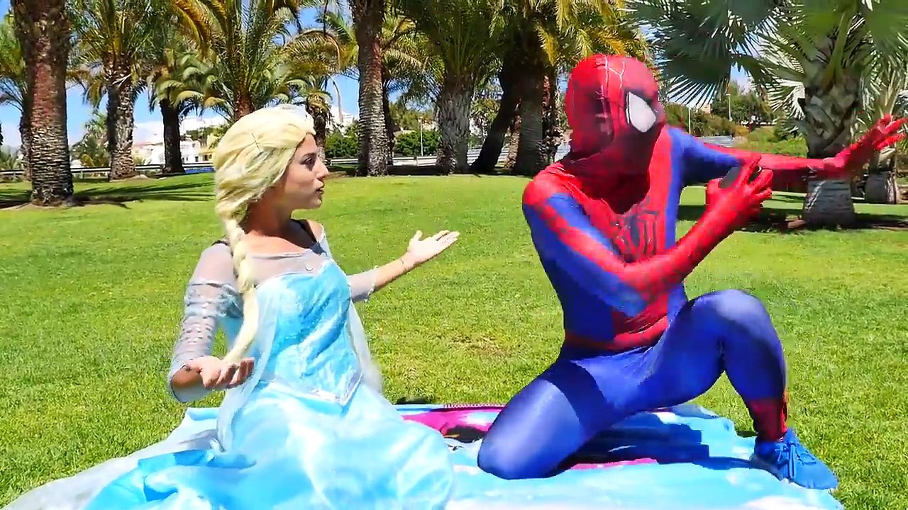 Jack Frost vs Joker vs Frozen Elsa Kidnapped Colors Hair w Spiderman