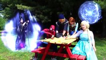 Spiderman & Frozen Elsa - KRISTOFF & Anna! Superman Flies! Superhero Fun IRL!