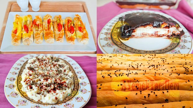 Menü 17 | Patatesli Kol Böreği, Peynirli Karnıyarık Böreği, Yoğurtlu Patlıcan Salatası, Tavuk Göğsü