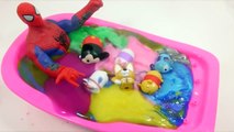 Learn Numbers Colors Spiderman Toy Surprise Eggs Slime Baby Doll Bath Time