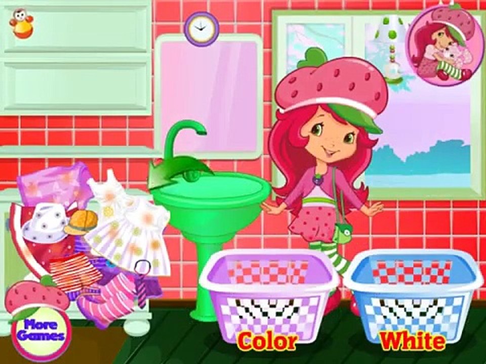 Strawberry Shortcake Washing Clothes - Game for Little Girls