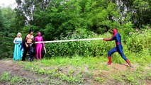 Frozen Elsa vs MALEFICENT MAN! w/ Joker Pink Spidergirl Poison Ivy Batman Candy! Funny Superheroes