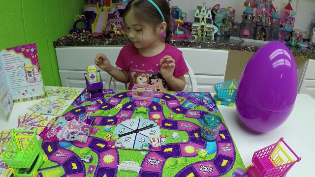 FAMILY FUN KIDS GAME SHOPKINS SHOPPING CART SPRINT + Big Egg Surprises Opening Surprise Toys