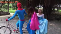Elsa frozen Anna Spiderman fight off bandits Venom Captain Fun Superheroes in real life