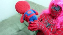 Spider Kid & Spider Baby Poop Colored Balls vs Joker w/ Spiderman, Frozen Elsa Superhero Compilation