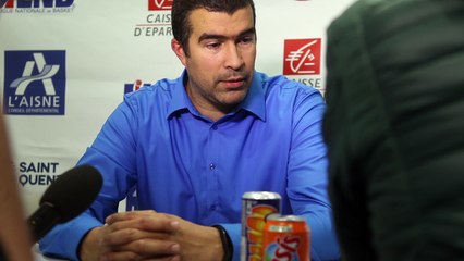 Jérôme Navier, le coach d'SQBB, réagit suite à la victoire des Saint-Quentinois face à Boulogne Sur Mer.