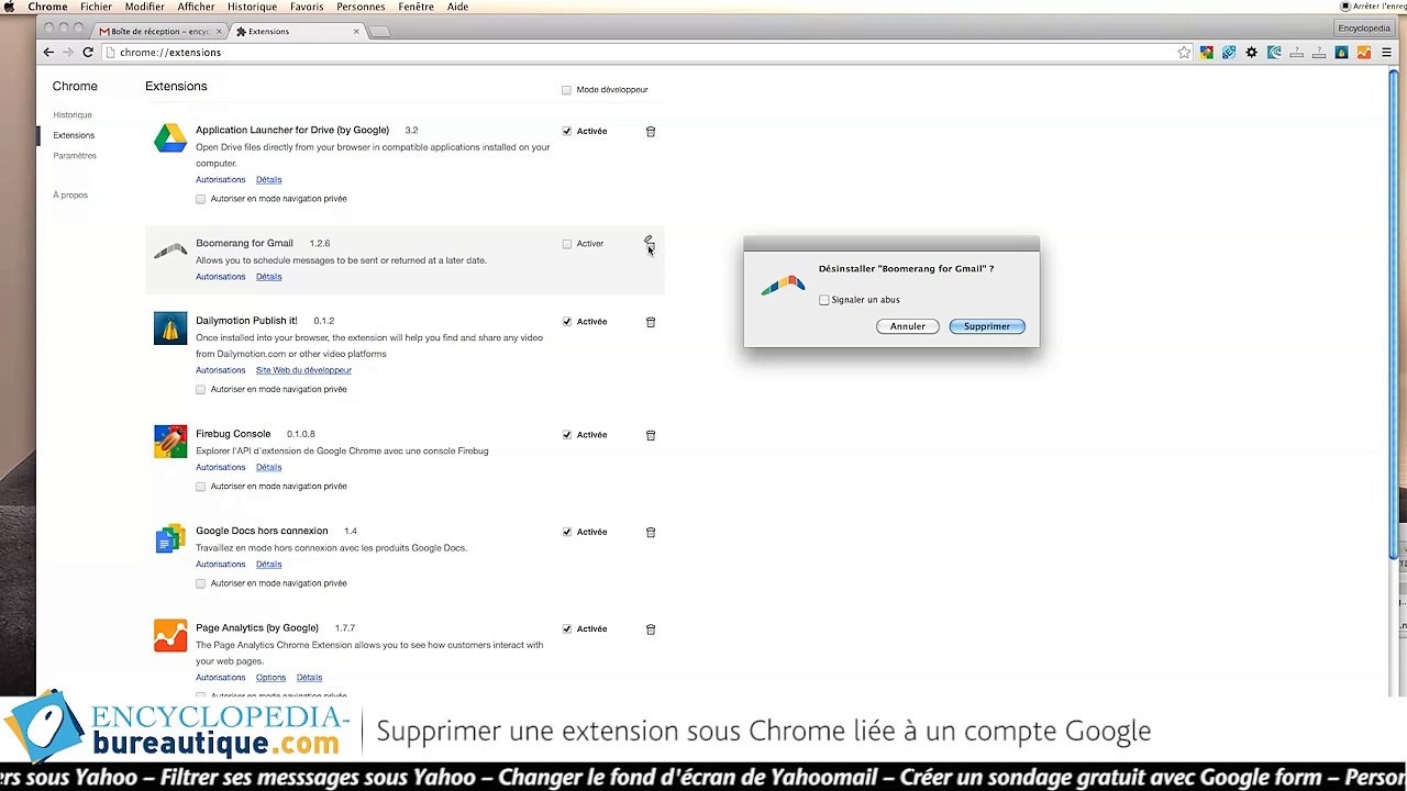 Comment surpprimer une extension sous Google Chrome ?