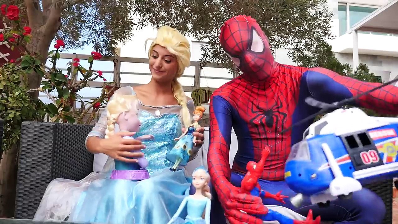 Frozen Elsa turns into White Unicorn! w/ Spiderman vs Evil Jack Frost, Pink Spidergirl & Black Spid