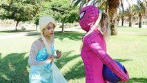 #Spidermans EVIL SURPRISE! w/ Frozen Elsa Joker Girl Maleficent Pink Spidergirl! Superhero Fun IRL