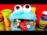 Cookie Monster Count n' Crunch Counting Micro Drifter Pixar Cars in his BackPack and in his Mouth
