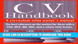 Best Seller CV Handbook: A curriculum vitae owner s manual Free Read
