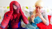 Spiderman Become Frozen Elsa vs Real Elsa Snow Queen! Epic Pranks w/ Maleficent Joker & Superheroes!