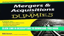 Best Seller Mergers and Acquisitions For Dummies Free Read