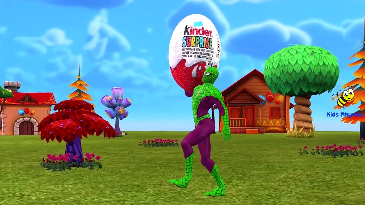 Dinosaurs Spiderman Kinder Surprise Eggs Finger Family Nursery Rhymes For Kids Toddlers Children