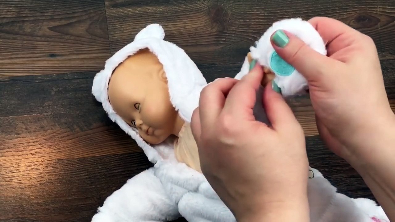 American Girl Bitty Baby Doll Snuggly Bear Bunting Set Unboxing with Autumn-UuGX-WaOODU