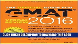 Read Now The Official Guide for GMAT Verbal Review 2016 with Online Question Bank and Exclusive