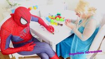 Frozen Elsa & Disney Princesses DANCING! w/ Spiderman Bad Baby Anna Pink Spidergirl Superhero in HD