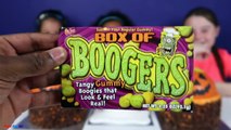 Bashing 3 Giant Surprise Chocolate Halloween Candy Cakes - Gummy Boogers - Real Food Fight-L_MI8_pmP-k