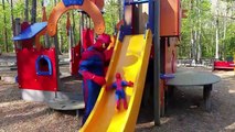 The Amazing Spiderman vs Darth Vader in the playground with Babies- Star Wars Superhero Battle...