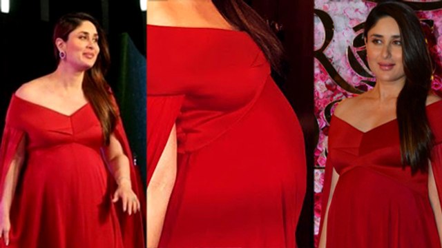 Kareena Kapoor HUGE BABY BUMP In A Red Long Gown | LUX GOLDEN ROSE Awards 2016