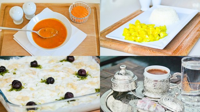 Menü 23 | Tarhana Çorbası, Köri Kremalı Tavuk, Bademli Güllaç, Türk Kahvesi