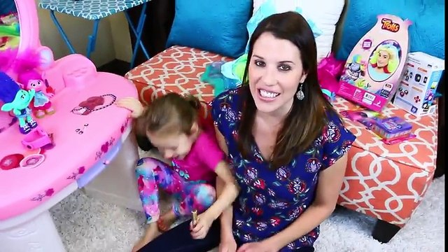 TROLLS POPPY Movie Costume Dress Up & Makeover With Nail Stickers & Glitter Makeup Lip Gloss