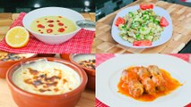 Menü 34 | Süzme Mercimek Çorbası, Fırında Kaşarlı Köfte, Patlıcan Salatası, Sütlaç