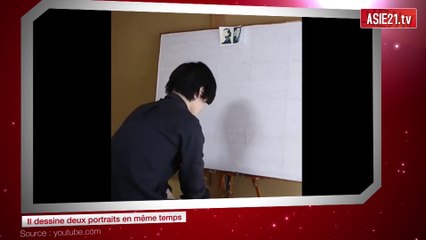 Il dessine deux portraits en même temps