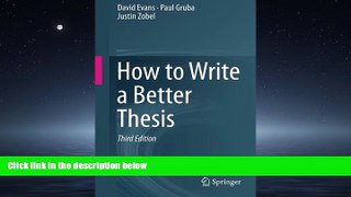 Read How to Write a Better Thesis FreeBest Ebook