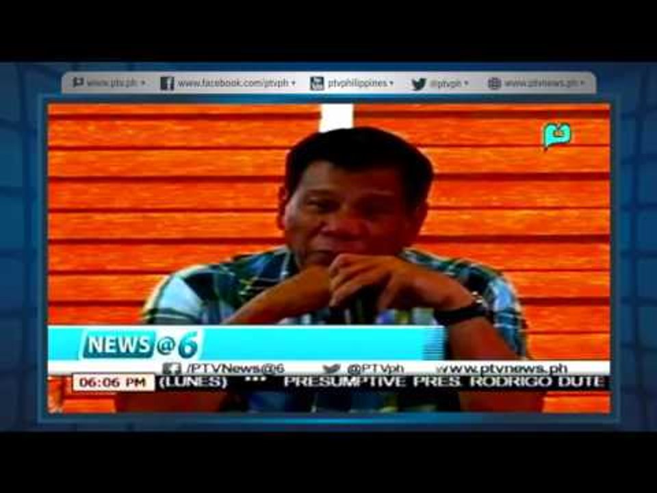 [News@6] Duterte inilatag ang mga plano sa ilalim ng kaniyang administrasyon [05|16|16]