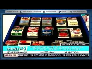 [News@1] Nakolektang buwis mula sa mga Sin products, bumaba noong Marso [05|12|16]