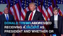 Trump rejects presidential salary, says no to long vacations