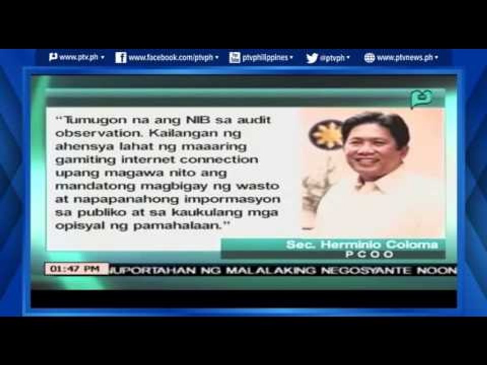 [News@1] PCOO Sec. Coloma, nilinaw ang report ng COA kaugnay sa gastos ng NIB [06|09|16]