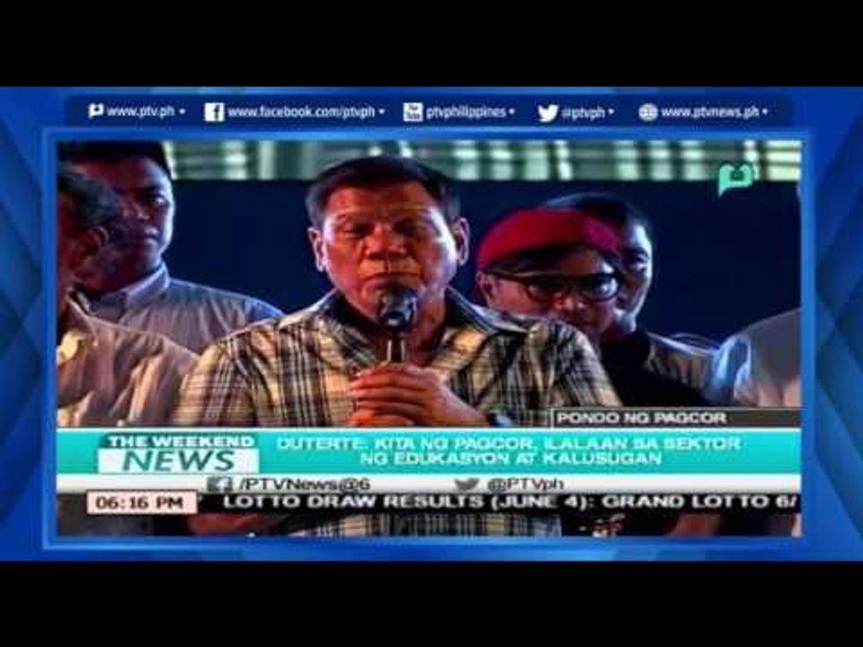 [TheWeekendNews] Duterte: Kita ng PAGCOR ilalaan sa sektor ng edukasyon at kalusugan  [06|05|16]