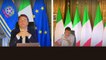 رئيس وزراء ايطاليا ماتيو رينزي يزيل علم الإتحاد الأوروبي