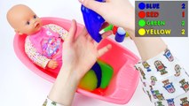 Numbers Counting Baby Doll Colors Slime Bath Time Learn Colors Clay Slime Surprise Toys