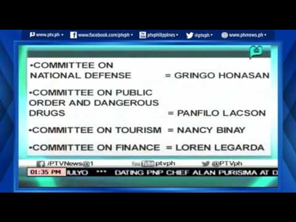 [News@1] Sen. Sotto, inilabas na ang magsisilbing kumite sa Senado [06|16|16]