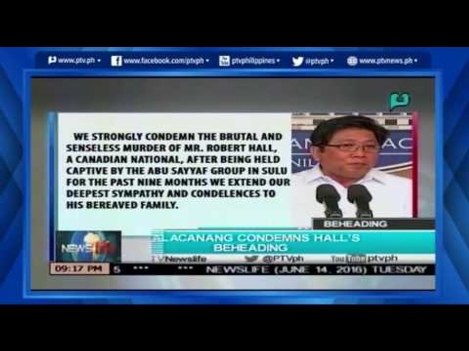 [NewsLife] Malacañang condemns Hall's beheading [06|14|16]