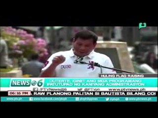 [News@6] Duterte iginiit ang mga programang ipatutupad ang kaniyang administrasyon [06|27|16]